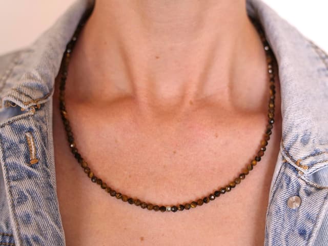 Detalle 1 de BERGERLIN Tigerauge Halskette mit 925 Silber