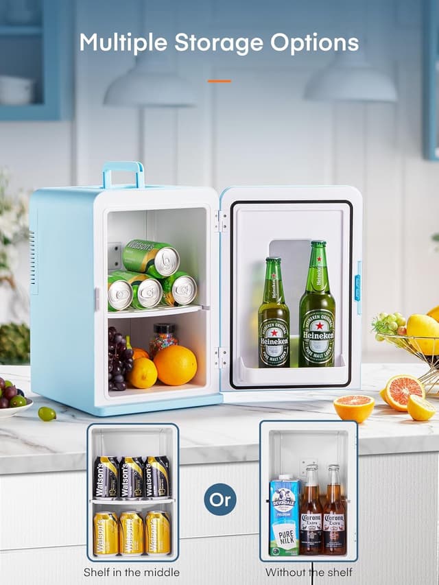 Detalle de FOHERE 2-in-1 Mini-Kühlschrank (15 l) mit Kühl- und Heizfunktion, DC/AC für Auto & Büro