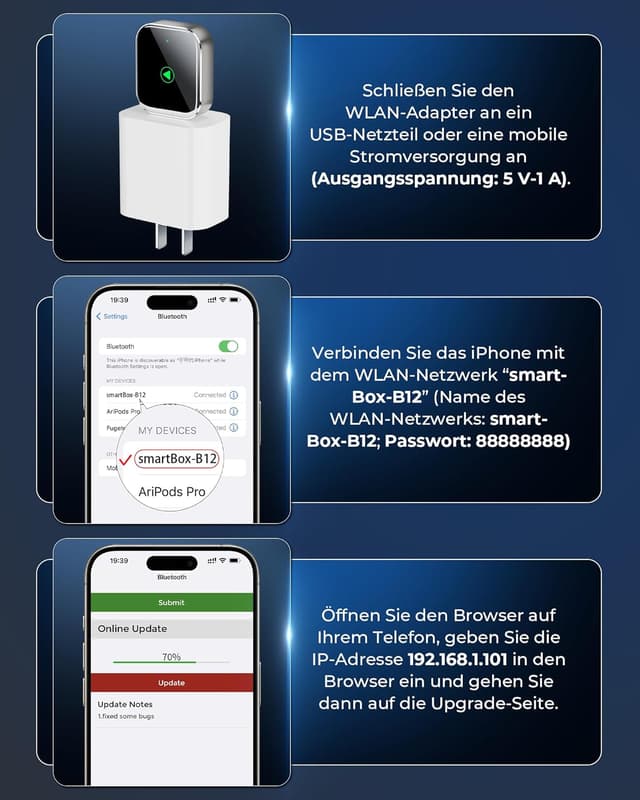 Thumbnail 6 de Mini Wireless CarPlay Adapter mit Auto-GPS-Navigation: kabelgebundenes CarPlay auf kabellos umstellen