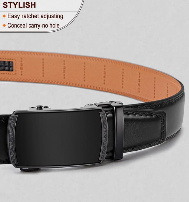 Detalle de BULLIANT Herren Gürtel mit Automatik-Ratsche aus Leder (35 mm) – passgenau verstellbar