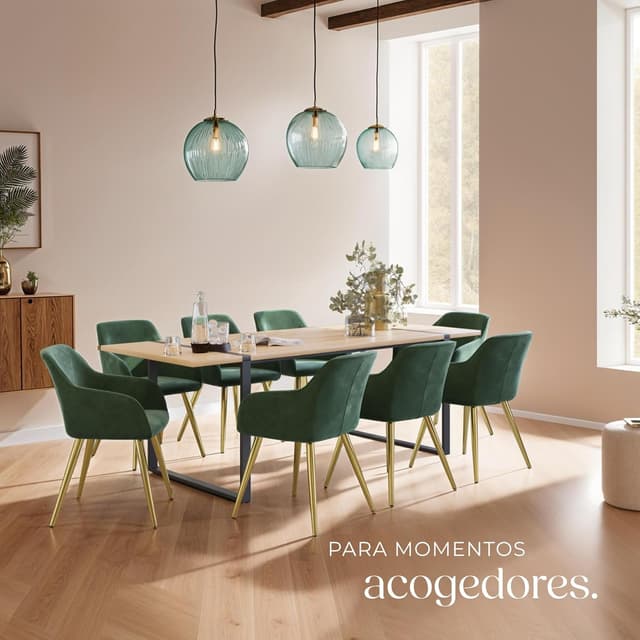 Thumbnail 1 de tectake® Silla tapizada terciopelo verde oscuro