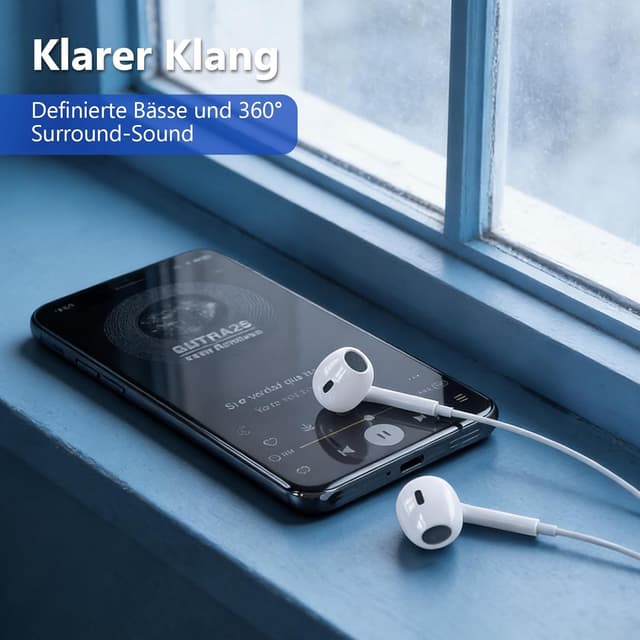 Detalle de USB-C In-Ear Kopfhörer mit Mikrofon und Lautstärkeregler für Phone (17/16/15) & USB-C Geräte