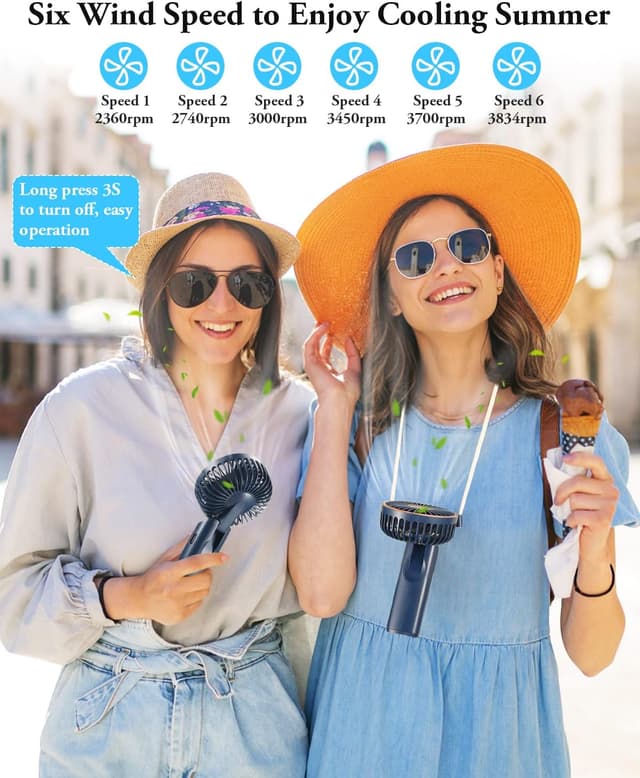 Detalle 2 de Bistfy Ventilatore portatile ricaricabile 5200mAh con LCD, 6 velocità e USB-C