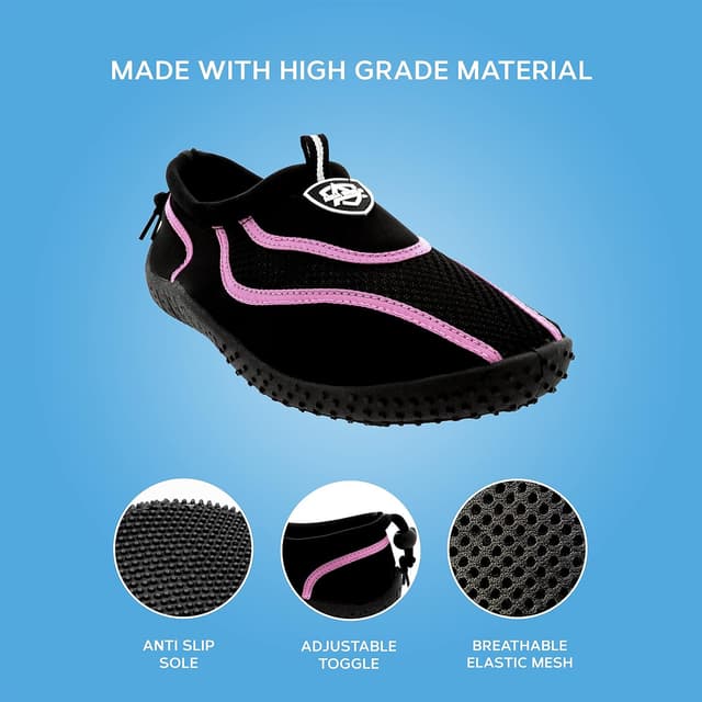 Detalle 2 de Aqua Shield Women’s Beach, Pool & Sea Swimming Toggle Slip-On Water Socks / Surf Shoes