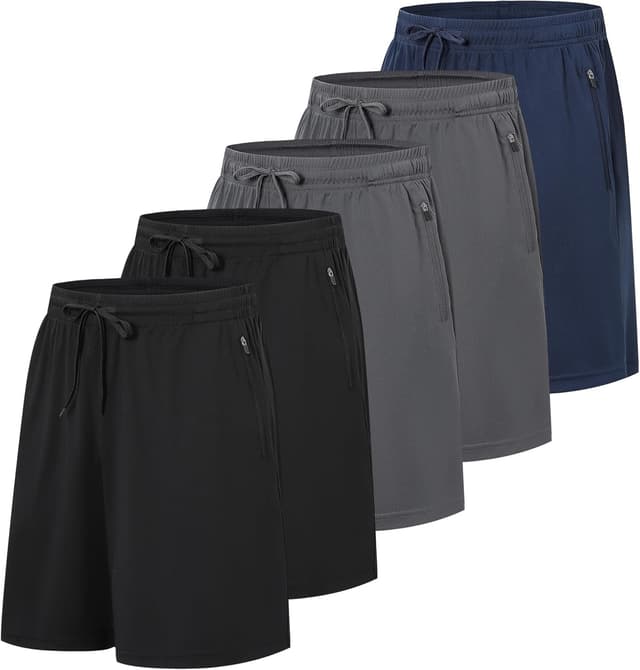 Detalle de Cimic 3/5 Pack Men’s Quick-Dry Running Shorts with Zipper Pockets