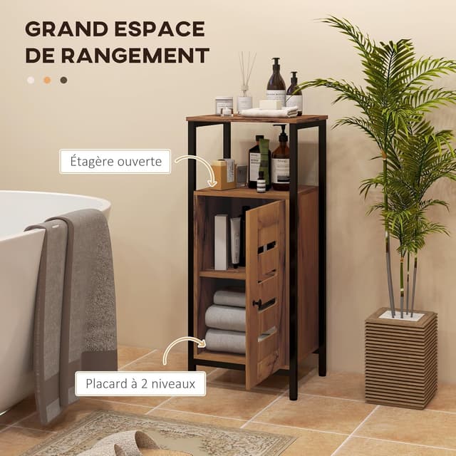 Detalle 2 de kleankin meuble bas salle de bain 37 x 30 x 85