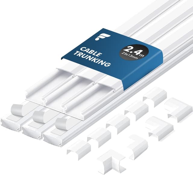 Detalle de Shinfly 2.4m Self-Adhesive Cable Trunking Kit (Mini Trunking) – White, 25mm x 13mm (6-pack)