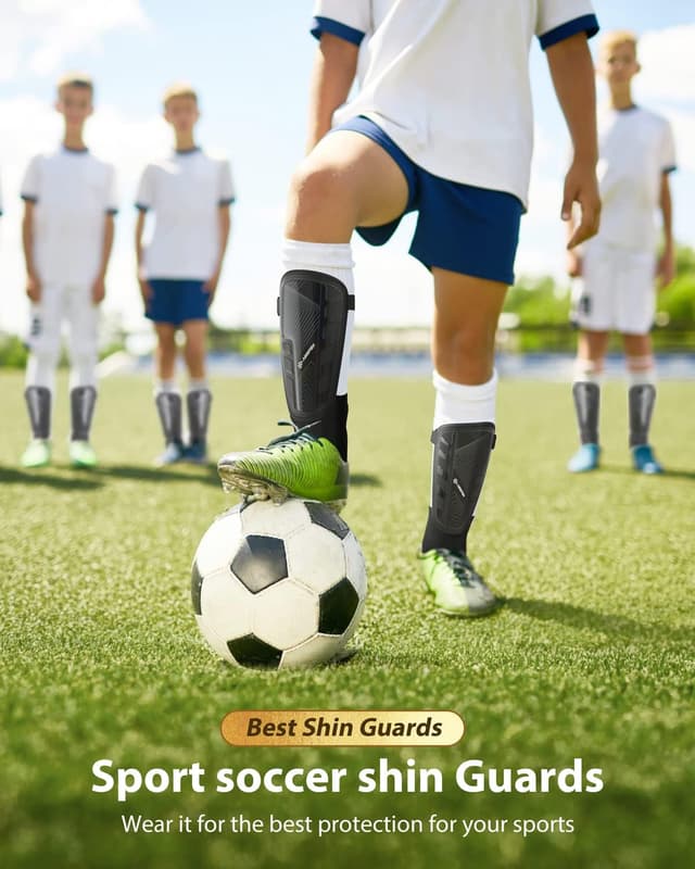 Detalle de AirsFish CE Certified Upgraded Soccer Shin Guards for Kids, Youth & Adults (Shin Guard Sleeves)