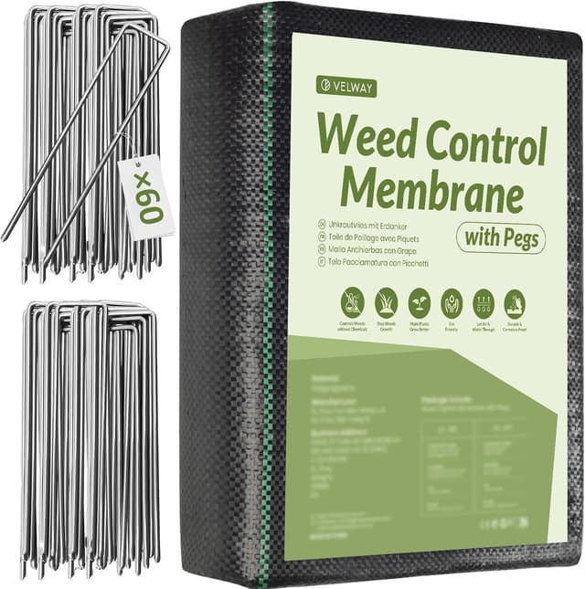 Imagen de Velway Weed Control Membrane (2x10m) with heavy-duty garden pegs en OfertitasTOP