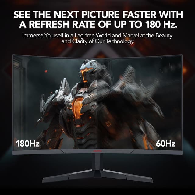 Detalle de KOORUI 27-inch QHD curved gaming monitor (180Hz, 1500R, VA, FreeSync/Adaptive-Sync)