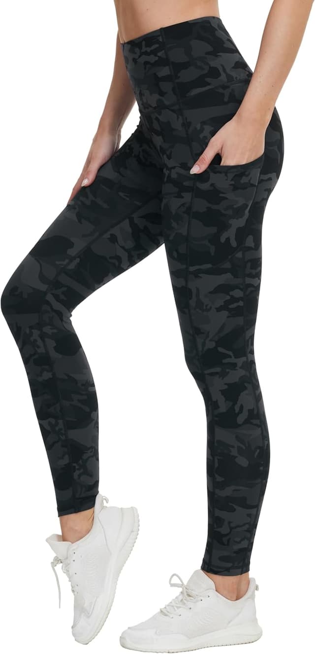 Detalle de THE GYM PEOPLE Pantalon de yoga taille haute femme à poches profondes – legging d’entraînement extensible
