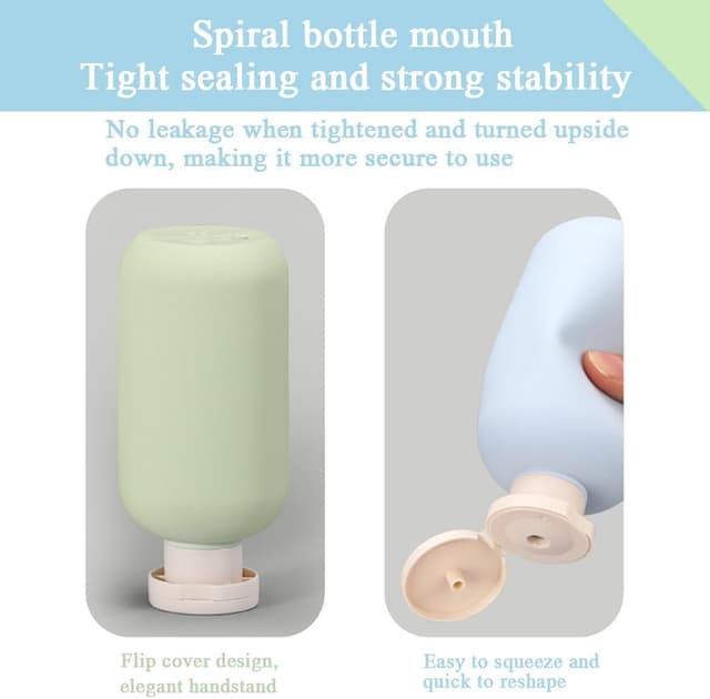 Detalle 2 de Auswalar 4 x 200ml Flip Cap Bottles (Empty Refillable Travel Containers) for Shampoo & Shower Gel