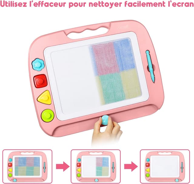 Detalle 1 de SGILE grande planche à dessin magnétique 4 couleurs 42 × 33 cm