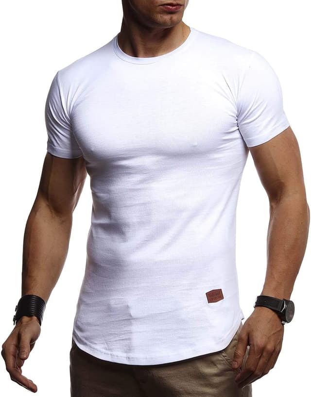 Detalle de Leif Nelson Herren Casual T-Shirt mit Rundhalsausschnitt – alltagstauglich kombinierbar