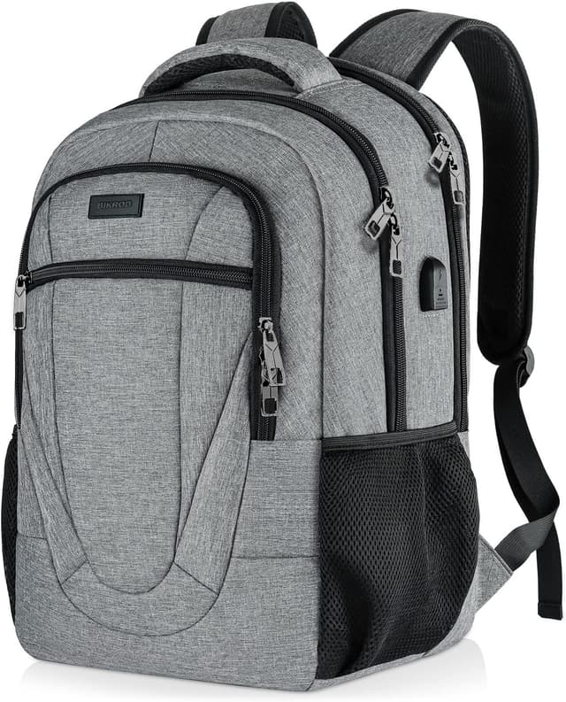 Detalle de BIKROD Rucksack für Damen & Herren – wasserfester Schul- & Laptoprucksack mit USB-Anschluss, 15,6 Zoll, Anti-Diebstahl