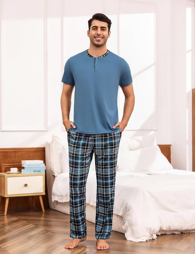 Thumbnail 6 de Aseniza Herren Schlafanzug Kurze Ärmel Baumwolle