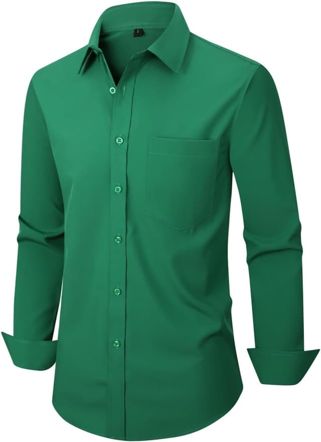 Detalle de Corfty Men Long Sleeve Dress Shirt (Regular Fit, Stretch, Free-Wrinkle)