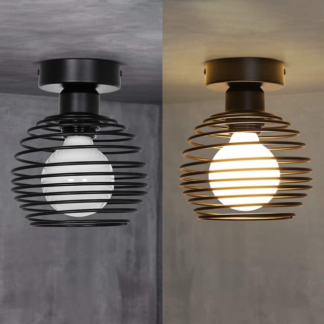 Thumbnail 4 de ZMH 2ER Vintage Techo Lámpara Schwarz 💡 E27 Retro Industrias