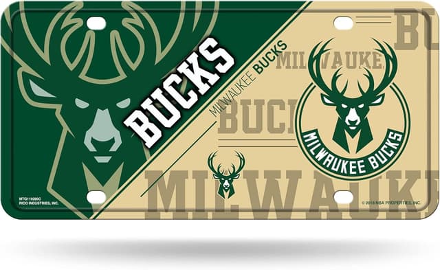 Detalle de Rico Industries NBA Basketball Metal Auto Tag (6" x 12") — License Plate Attachment for Truck/Car/SUV