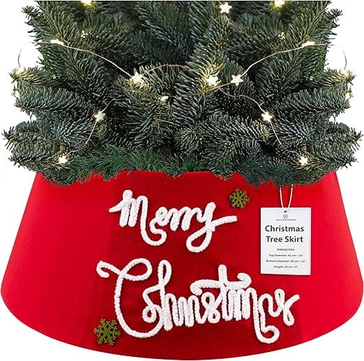 Imagen de DECO EXPRESS Falda de Árbol Navidad 🎄 - Diseño Merry Roja en OfertitasTOP