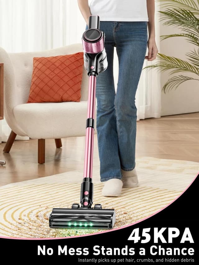 Detalle 2 de SUXIANGVAC Cordless Vacuum Cleaner (45Pa suction, 500W motor, up to 45 minutes) in Pink