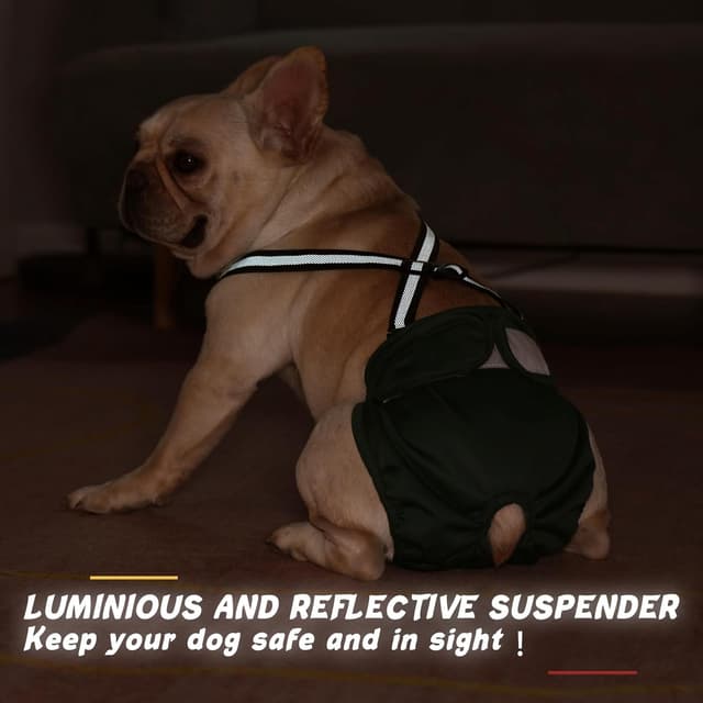 Detalle 2 de Hisprout 3-Pack Reusable Female Dog Diaper with Suspender (XS, Claret) – washable doggie pants for incontinence & heat season