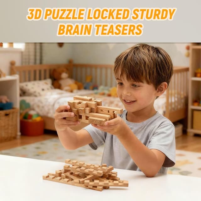 Detalle de GLCforever Blocs de Construction GLCforever – Puzzle 3D en bois 15 en 1 (42 pièces)