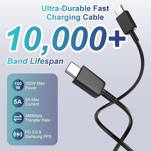 Detalle de 45W Super Fast Charger for Samsung Galaxy (USB‑C) with 6FT Cable