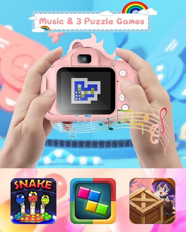 Detalle 2 de Gofunly Kids Camera (1080P HD) with 32GB Card, 2.0-inch Screen and Case Strap — selfie toy for ages 3–12