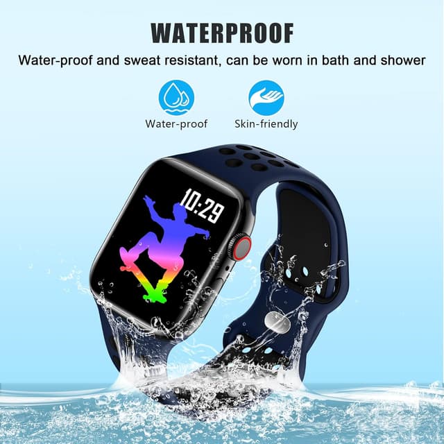 Detalle de DigiHero Sport Silicone Watch Straps for Apple Watch (44/46/42/40/45/41/38/49mm) – Breathable, Hypoallergenic Air Holes