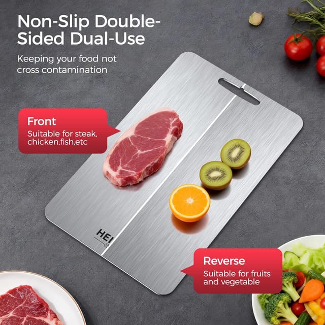 Thumbnail 6 de Titanium Cutting Board Set of 3 (100% Pure Titanium), Double-Sided Prep Boards with Handles