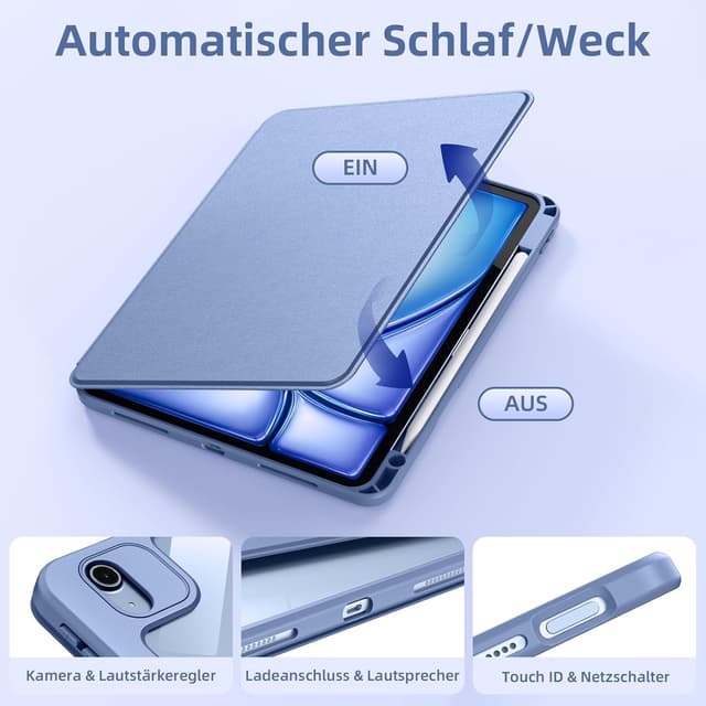 Thumbnail 6 de drivego 360° drehbare Hülle für iPad Air 11 Zoll (M4/M3/M2) & iPad Pro 11 Zoll mit abnehmbarer Magnet-Rückseite, Blau