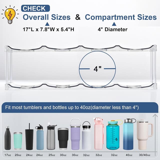 Detalle 2 de LARGER Compartment 3-Tier Bottle Organizer 12 cup 🥤