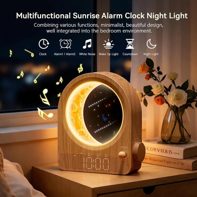 Detalle de blonbar Sunrise Alarm Clock Wake-up Light with Meteor Night Light and 10 Natural Sounds