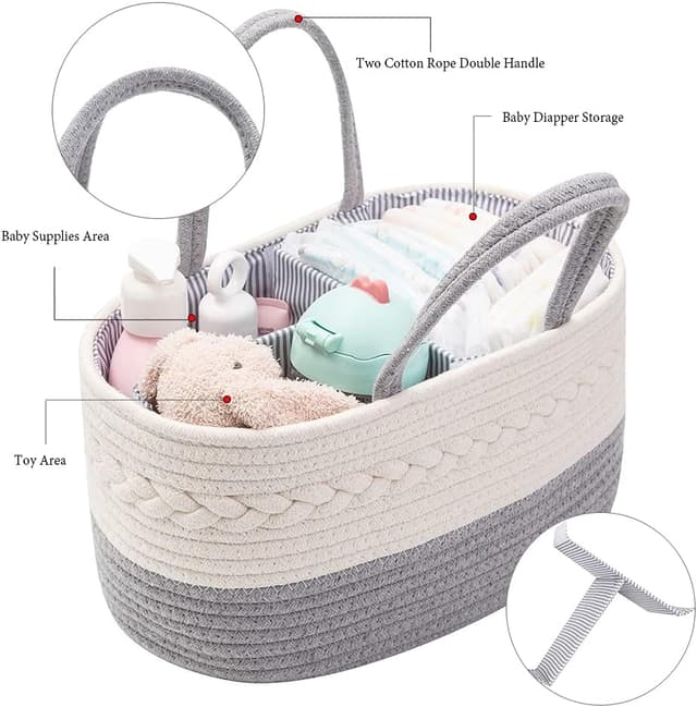 Detalle 2 de YeaYee Baby Windel Caddy Organizer, 36,1 x 22,1 x 18 cm