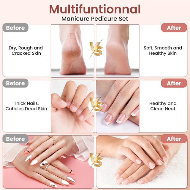 Thumbnail 4 de Maniküre-Pediküre Set Nagelfräser kabellos 6 Aufsätze 10 Geschwindigkeiten