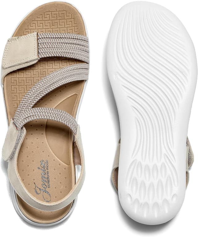 Detalle de Sandali JOMIX da donna comodi estivi con fasce elastiche e plantare ergonomico, chiusura a strappo