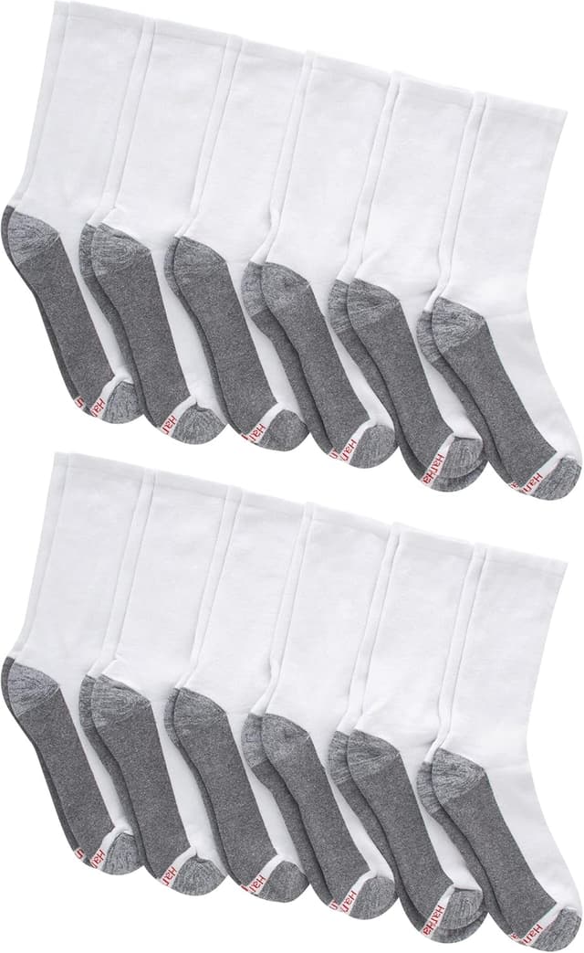 Detalle 2 de Hanes Men’s Padded Crew Socks (Moisture-Wicking & Odor Control) — Pack of Multiple