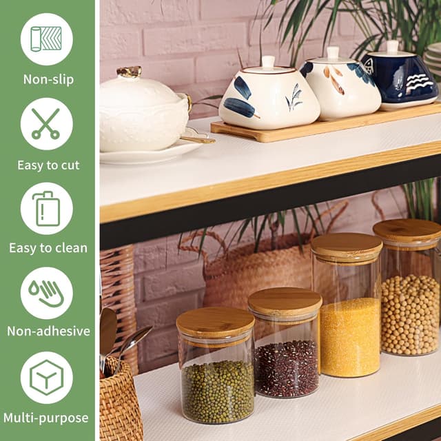 Detalle de wohomuke Shelf Liners 44.5cm x 6m non-adhesive EVA drawer & cupboard mats (white)