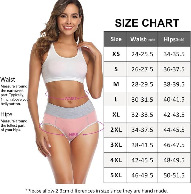 Detalle de wirarpa Taillenslip Damen aus Baumwolle (5er Pack) – hoher Bund, atmungsaktiv