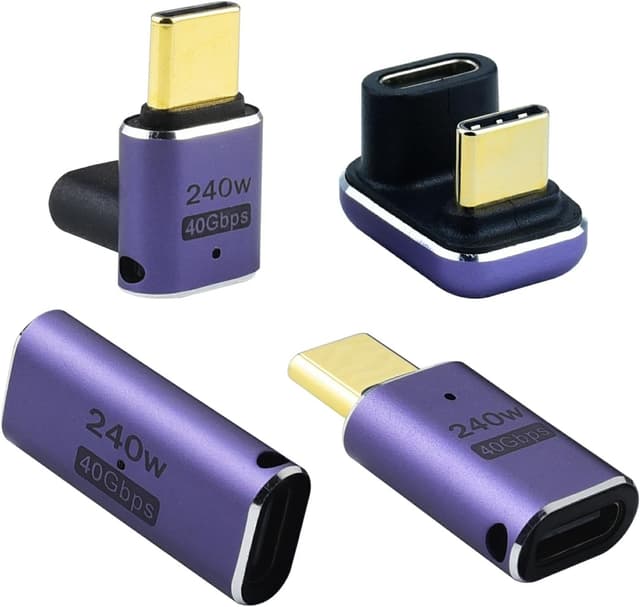 Detalle de Leehitech Type C Adapter Set (USB-C 4.0, 40 Gbit/s, 240 W) mit Winkelsteckern für Computer