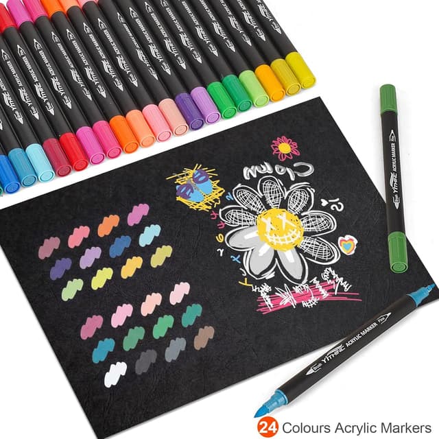 Detalle 2 de YITHINC pennarelli acrilici a doppia punta 24 colori