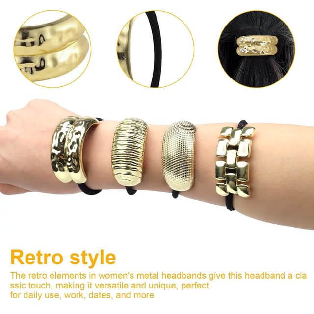 Detalle 2 de LWLWA Haargummi Scrunchie 4er Set im Goldlook