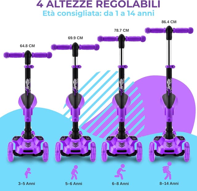 Thumbnail 3 de Hurtle Monopattino Bambino 3 ruote regolabile