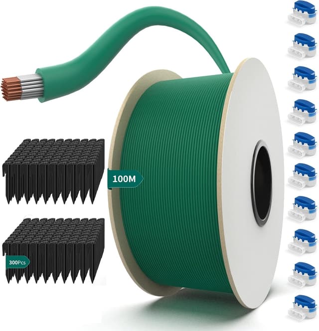 Detalle de HAUSPROFI Universal Begrenzungskabel für Mähroboter (100 m) inkl. 300 Erdspieße & 10 Klemmenblöcke, Ø 2,7 mm