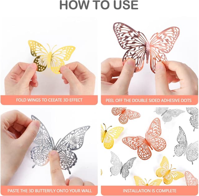 Thumbnail 2 de Bonu Butterfly Decorations 36 Pcs Glitter Toppers
