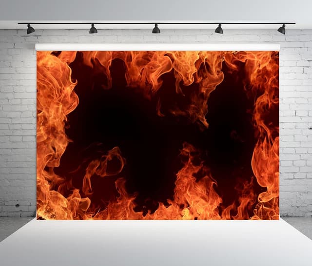 Detalle 2 de BELECO 1.5x1m fabric fire backdrop for party photos and studio-style flames