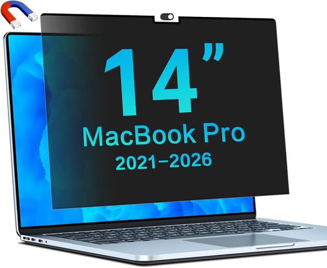 Detalle de STARY Magnetischer Blickschutzfilter für MacBook Pro 14,2 Zoll (M1–M5, 2021–2026) mit Anti-Spy & Kamera-Schieber