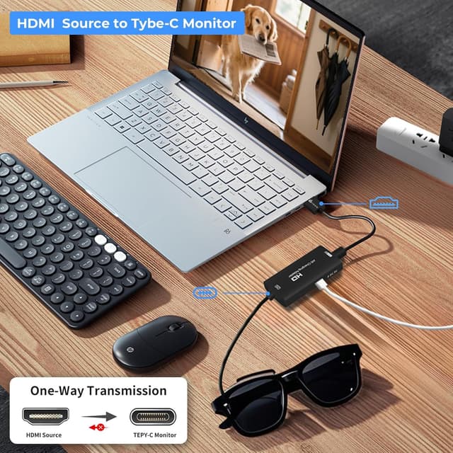 Detalle 2 de Guermok HDMI to USB-C Video Display Adapter (4K@60Hz, AR Glasses Hub, 4.9ft cable) for XREAL One/Air 2 Pro/RayNeo/Rokid & gaming consoles