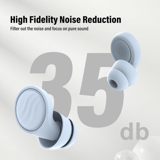 Detalle de IDE11 Bouchons d’oreille anti-bruit en silicone souple 35 dB (7 paires XS/S/M/L) pour dormir, travailler et voyager